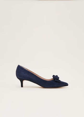 Phase Eight Structured Bow Kitten Heels Navy Canada | ZPAJWL-694